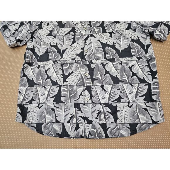 Tommy Bahama Hawaiian Shirt Mens L Gray Palm Leaf Button Up Resort Wear Casual - Picture 2 of 9